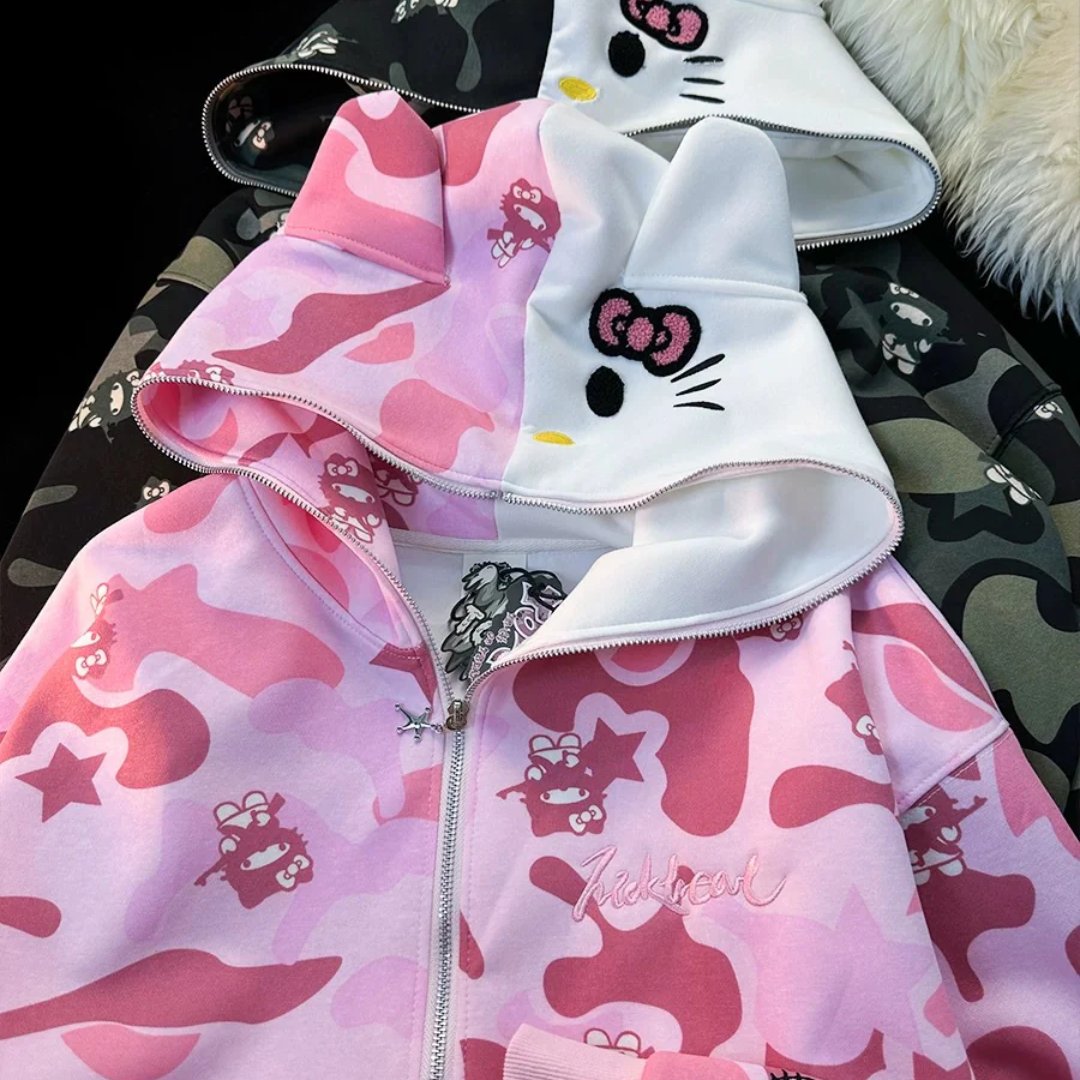 Pink Kitty Camo Hoodie