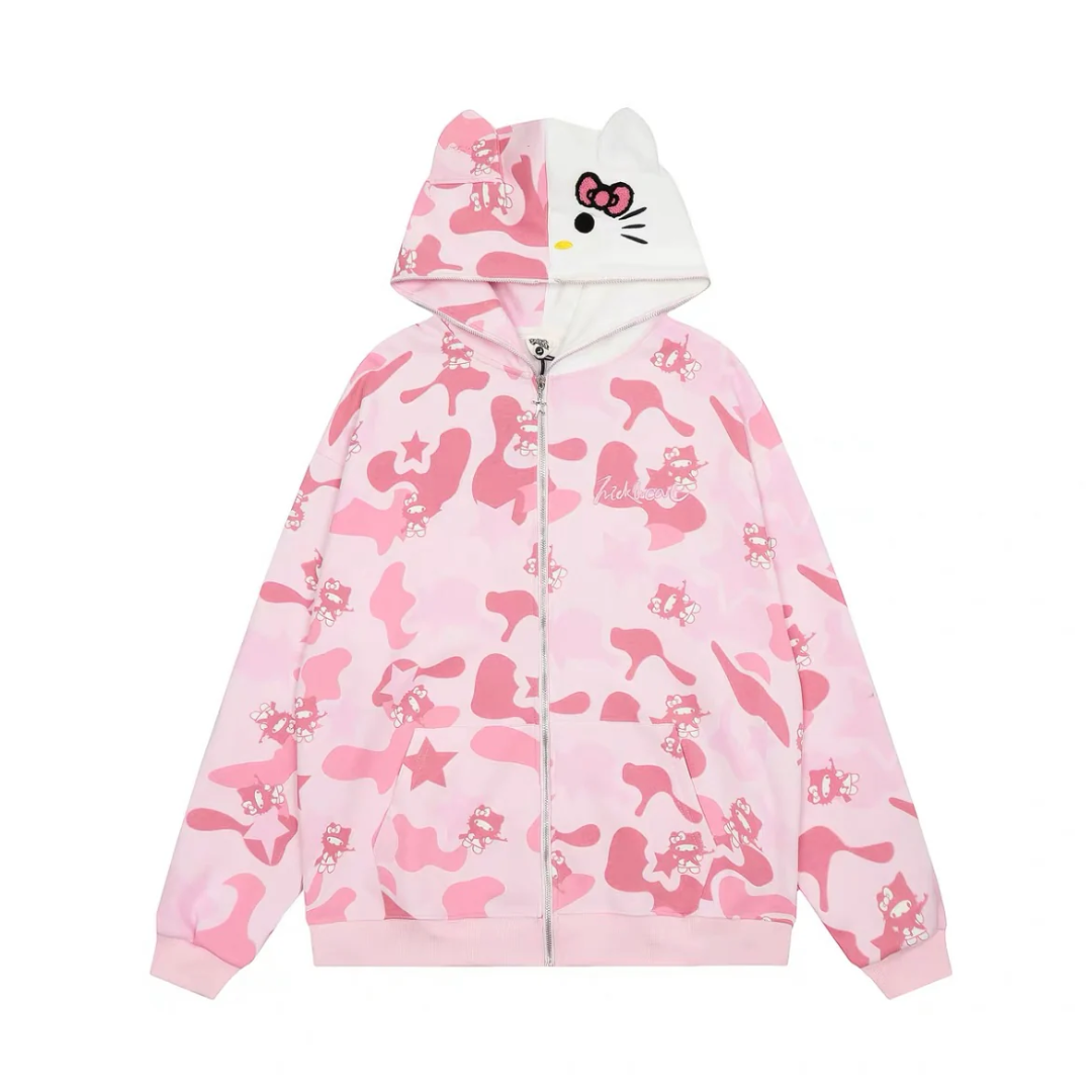 Pink Kitty Camo Hoodie