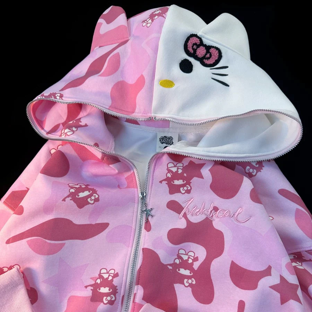Pink Kitty Camo Hoodie