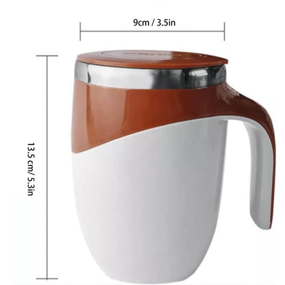 Self Stirring Mug 304 Stainless Steel Automatic Magnetic Stirring Coffee Mug with Lid for Home Office Travel 380ML Brown
