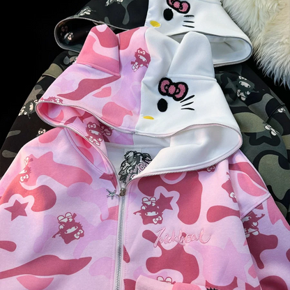 Pink Kitty Camo Hoodie