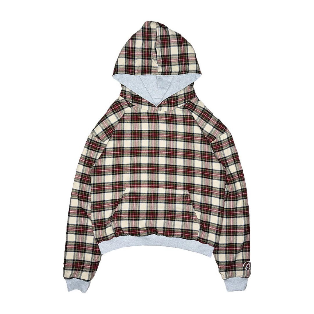 Reverse Grey Plaid Hoodie