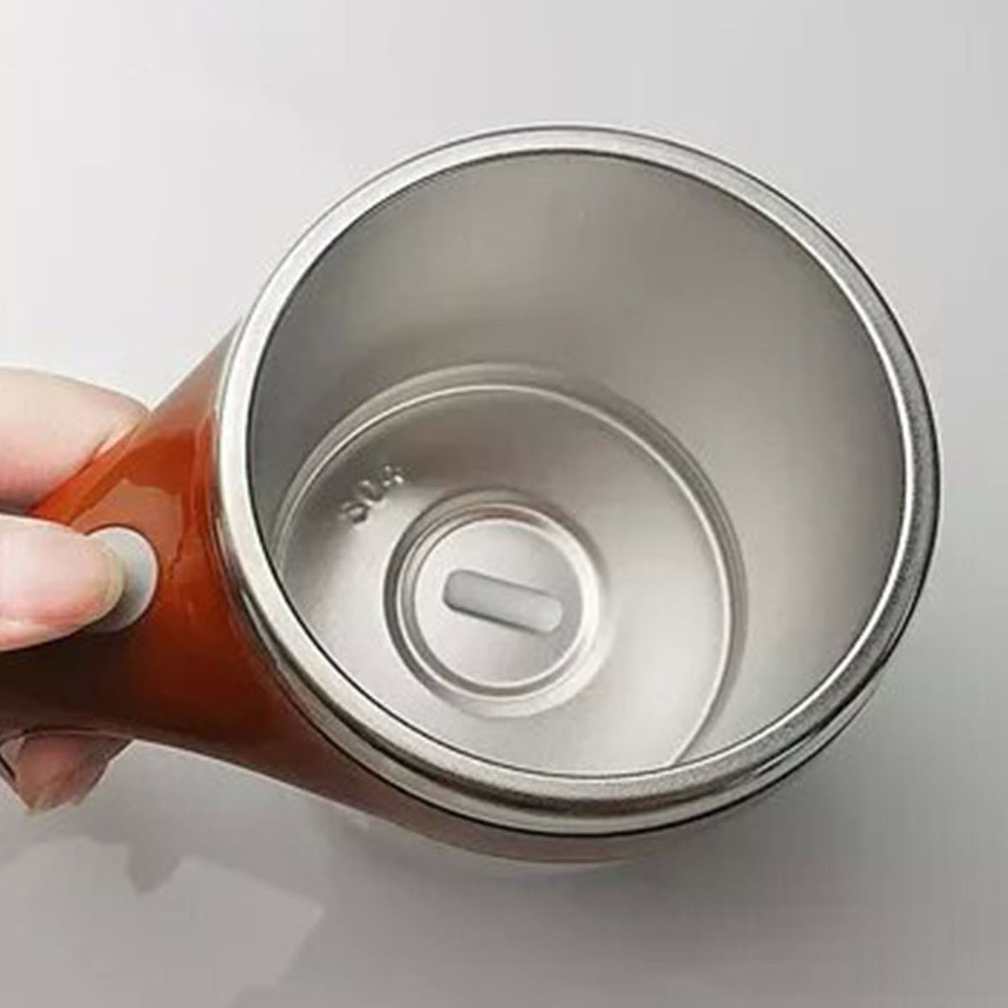 Self Stirring Mug 304 Stainless Steel Automatic Magnetic Stirring Coffee Mug with Lid for Home Office Travel 380ML Brown