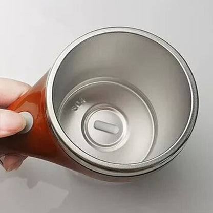 Self Stirring Mug 304 Stainless Steel Automatic Magnetic Stirring Coffee Mug with Lid for Home Office Travel 380ML Brown