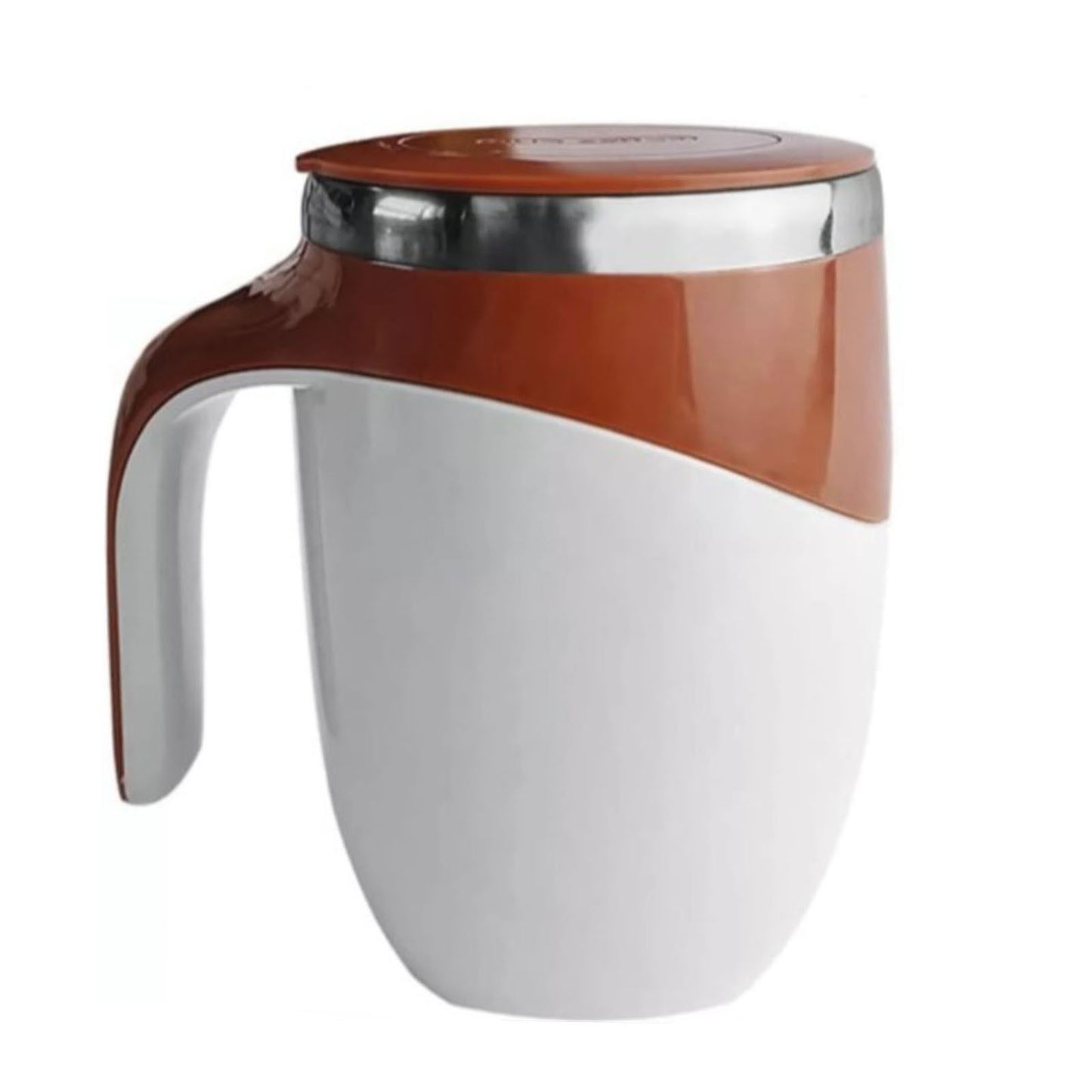 Self Stirring Mug 304 Stainless Steel Automatic Magnetic Stirring Coffee Mug with Lid for Home Office Travel 380ML Brown