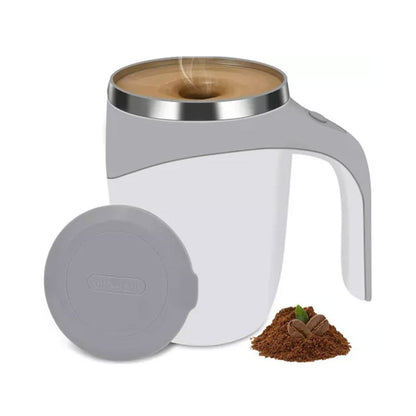 Self Stirring Mug 304 Stainless Steel Automatic Magnetic Stirring Coffee Mug with Lid for Home Office Travel 380ML Brown