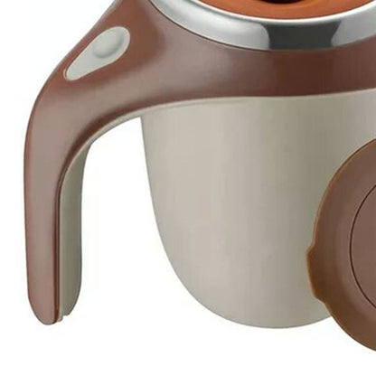 Self Stirring Mug 304 Stainless Steel Automatic Magnetic Stirring Coffee Mug with Lid for Home Office Travel 380ML Brown